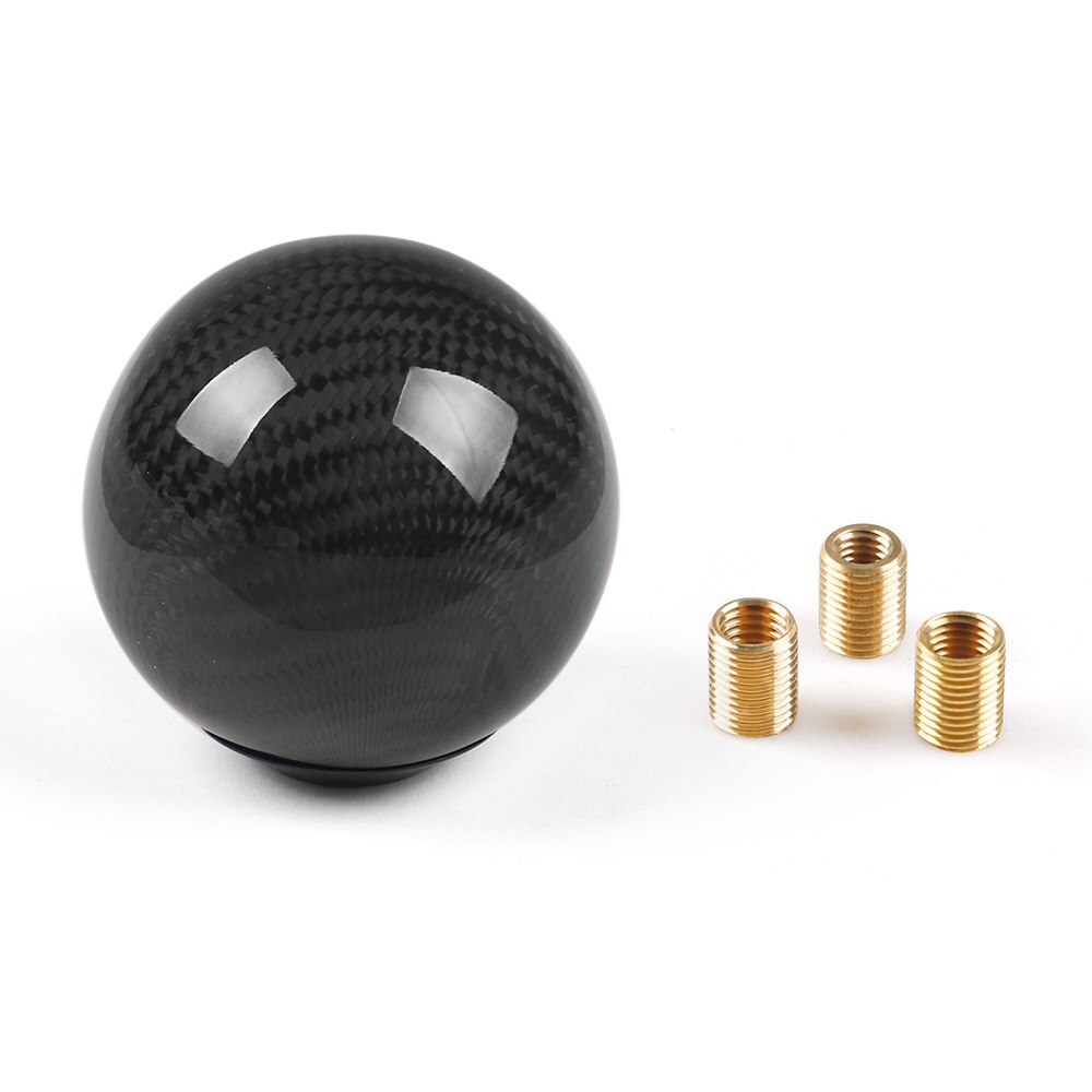 Pomo de cambio de engranaje de coche Universal palanca de cambio forma de bola redonda fibra de carbono Real: Negro