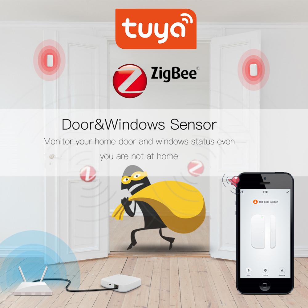 Tuya ZigBee – capteur de porte/fenêtre Intelligent, alarme de sécurité, détecteur de porte/fenêtre sans fil, compatible avec application Tuya / Smart Life