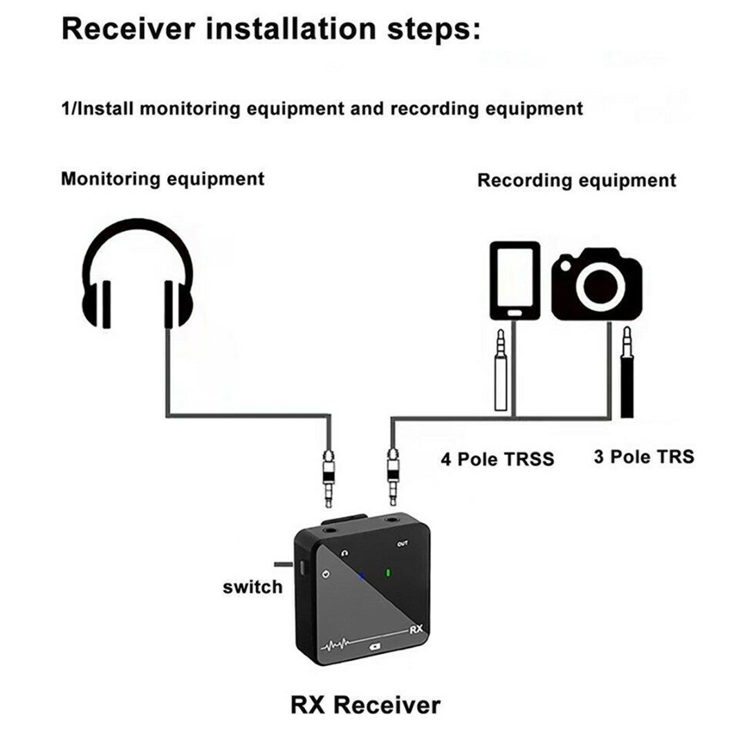 1pc drahtlose live-lavalier-mikrofone mit sender und empfänger, ansteckmikrofon und 3.5mm trs-steckeradapter für videoaufnahmen/gesang/sprachaufnahmen