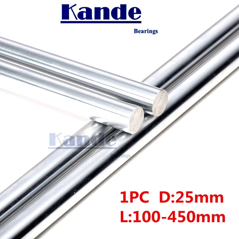 Kande kullager 1pc d :25mm 3d skrivarstång axel 25mm linjär axel 100mm förkromad stång axel cnc delar 100-450mm