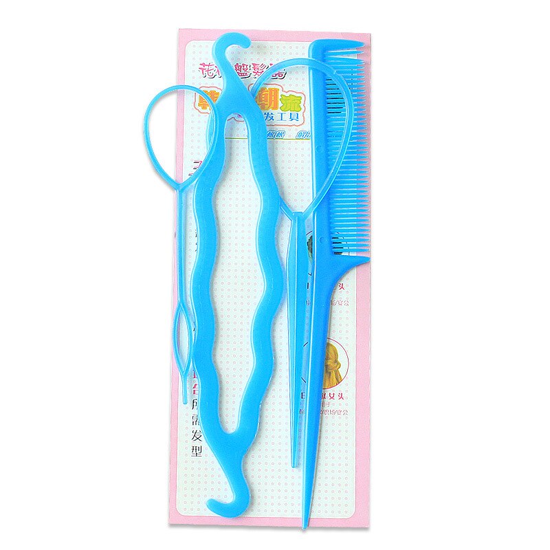 Juego de Herramientas para trenzado de cabello, Kit de herramientas de cola de Topsy para peluquería, accesorios para peinado de cabello DIY, trenzas de ciempiés franceses simples, 4 unids/set: blue