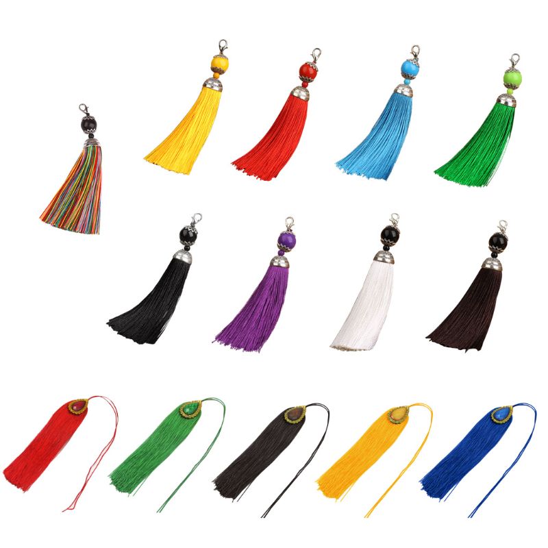 Handgjorda buddha pärldisk dekoration polyester tofsar med hängande ring siden  r9jf