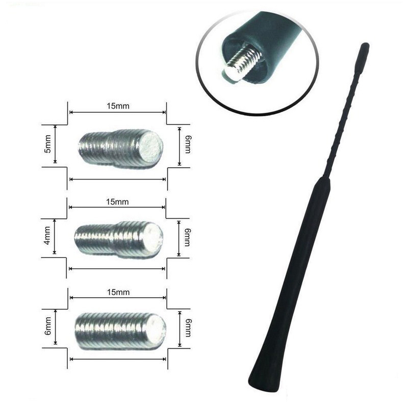 Universal Car Antenna Mast Suitable 41cm For Vehicle 4MM 5MM 6MM Screw Thread Solid Aluminium 16'' Auto Aerial Antenna
