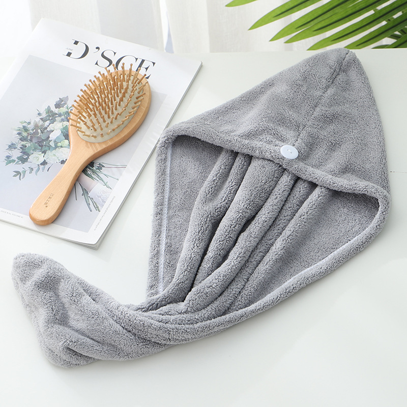 Dikker Quick-Droog Haar Handdoek Cap Hoed Meisje Haardrooginrichtingen Hoed Bad Hat Microfiber Effen Handdoek Cap Super absorptie Tulband: Dark Gray