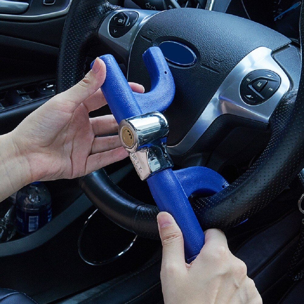 Anti-Theft Steering Wheel Lock Extendable Dourable Hook Car Locks With Safety Hammer