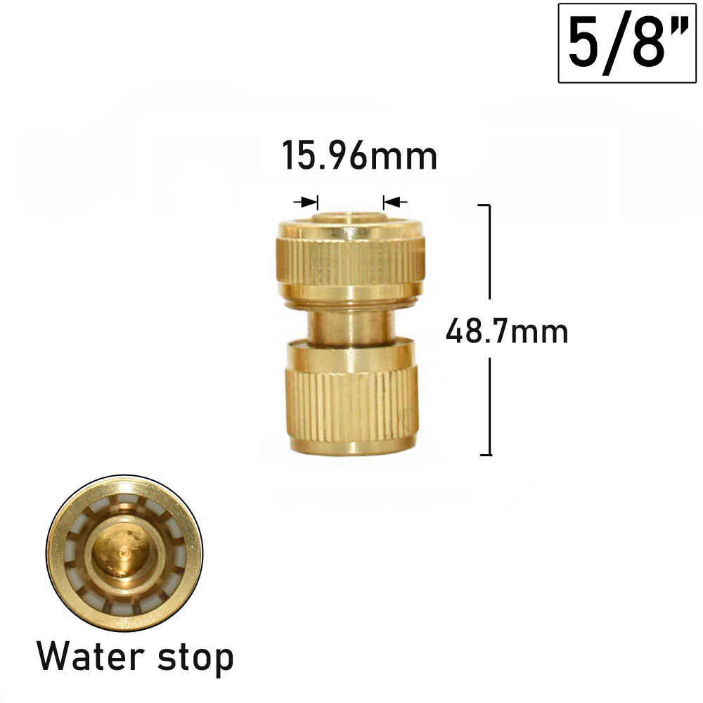 Copper Connector 1/2 5/8 3/4 Garden Hose Quick Connector Brass Metal Repair Fitting Water Pipe Coupler: green