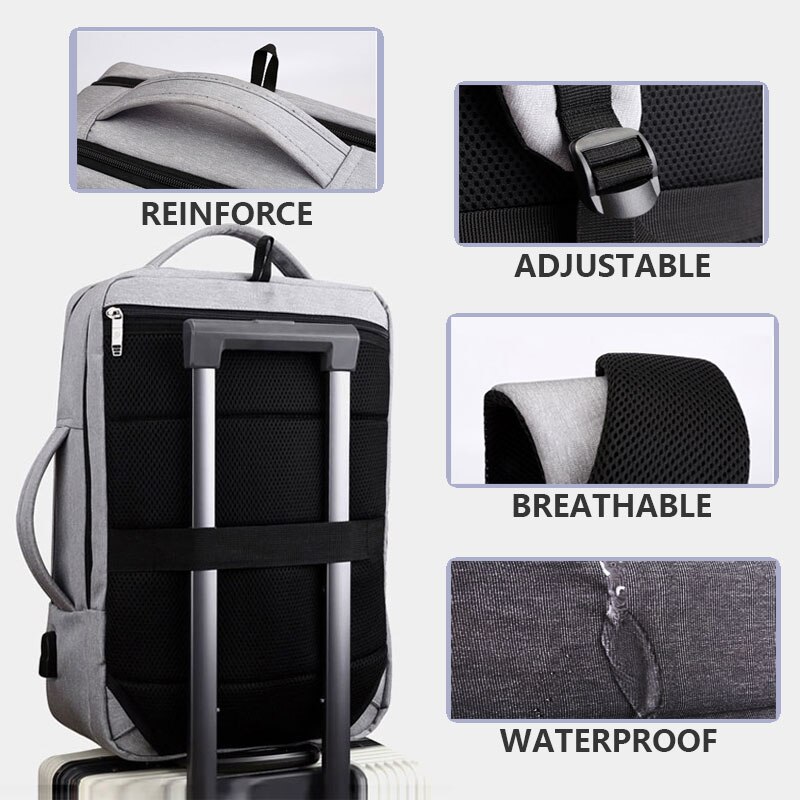 Mochila masculina de negócios casual carga usb computador portátil mochilas grande capacidade anti-roubo à prova dwaterproof água mochila para o sexo masculino