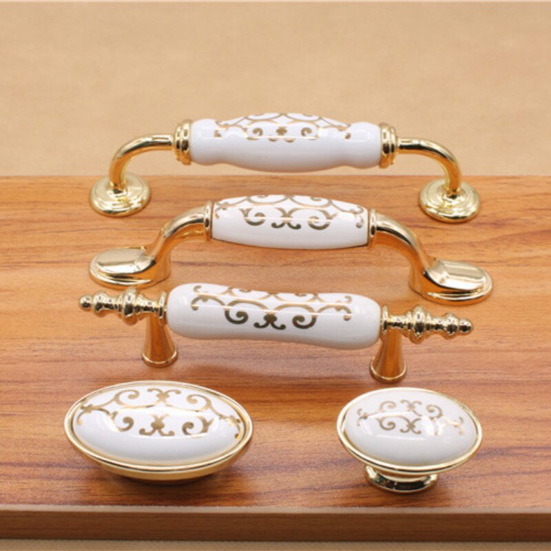 Keramische Handvat Witte Keramische Goud Handvat Kast Lade Schoen Kast Pull Handle Soort Zinklegering Meubilair Hardware