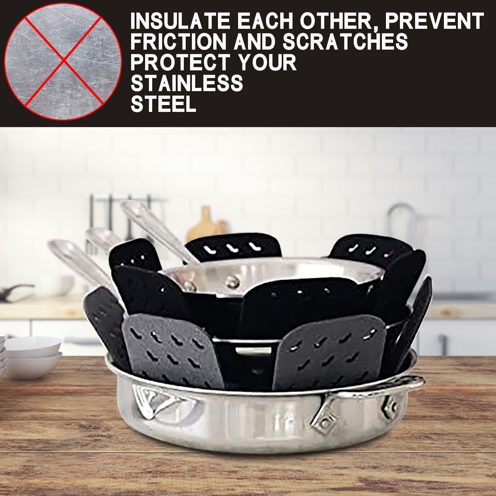 Potten En Pannen Protectors Set Van 3 En 3 Verschillende Grootte Groene Pot Verdelers Pad