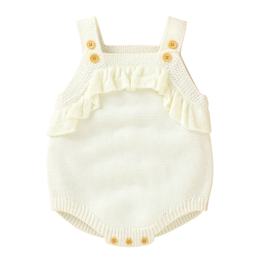 Para recém-nascidos macacão roupas da menina do bebê recém-nascido meninas meninos inverno malha outwear colete plissado camisola macacão bodysuit: White / 0-6M
