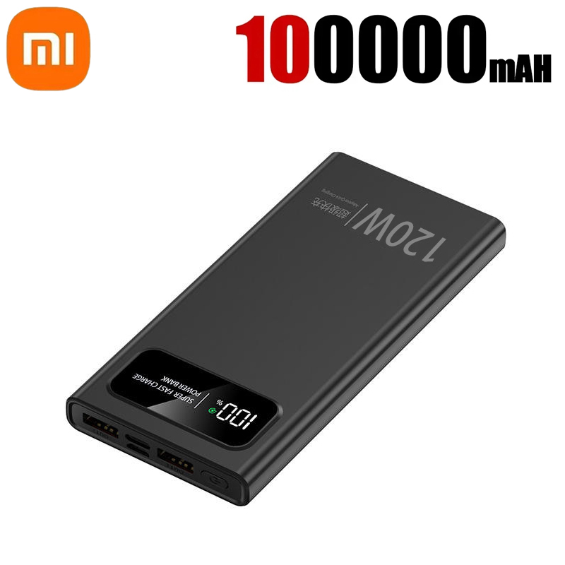 120W Super Fast Charging Power Bank With LED Digital Display 200000mAh Large Capacity External Battery Portable For phones: Red