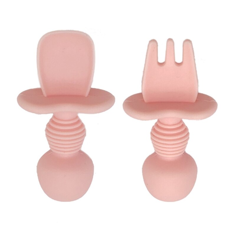 Kinderservies babyservies set siliconen vork lepel set voedingsbakjes bpa-vrij: Roze