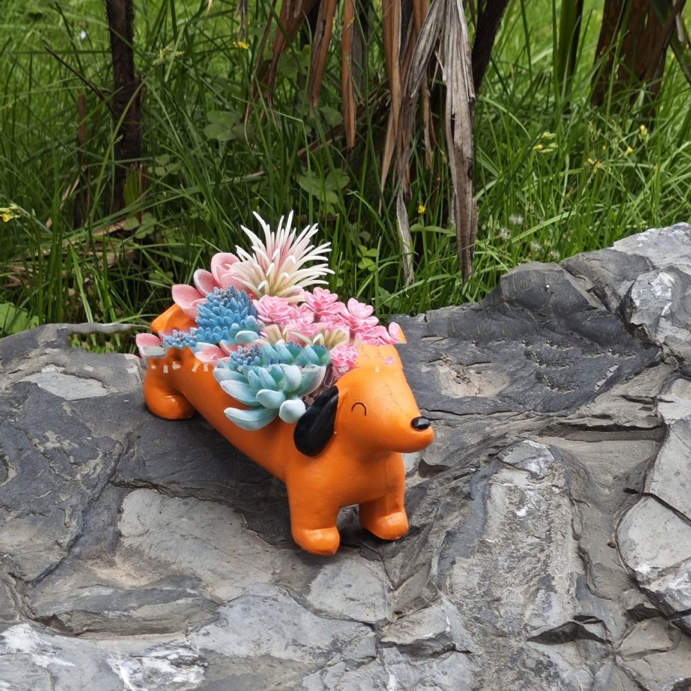 Tuin Decor Hars Hond Plant Pot Leuke Gesimuleerde Teckel Bloempot Cartoon Hydrocultuur Bloemenhouder Balkon