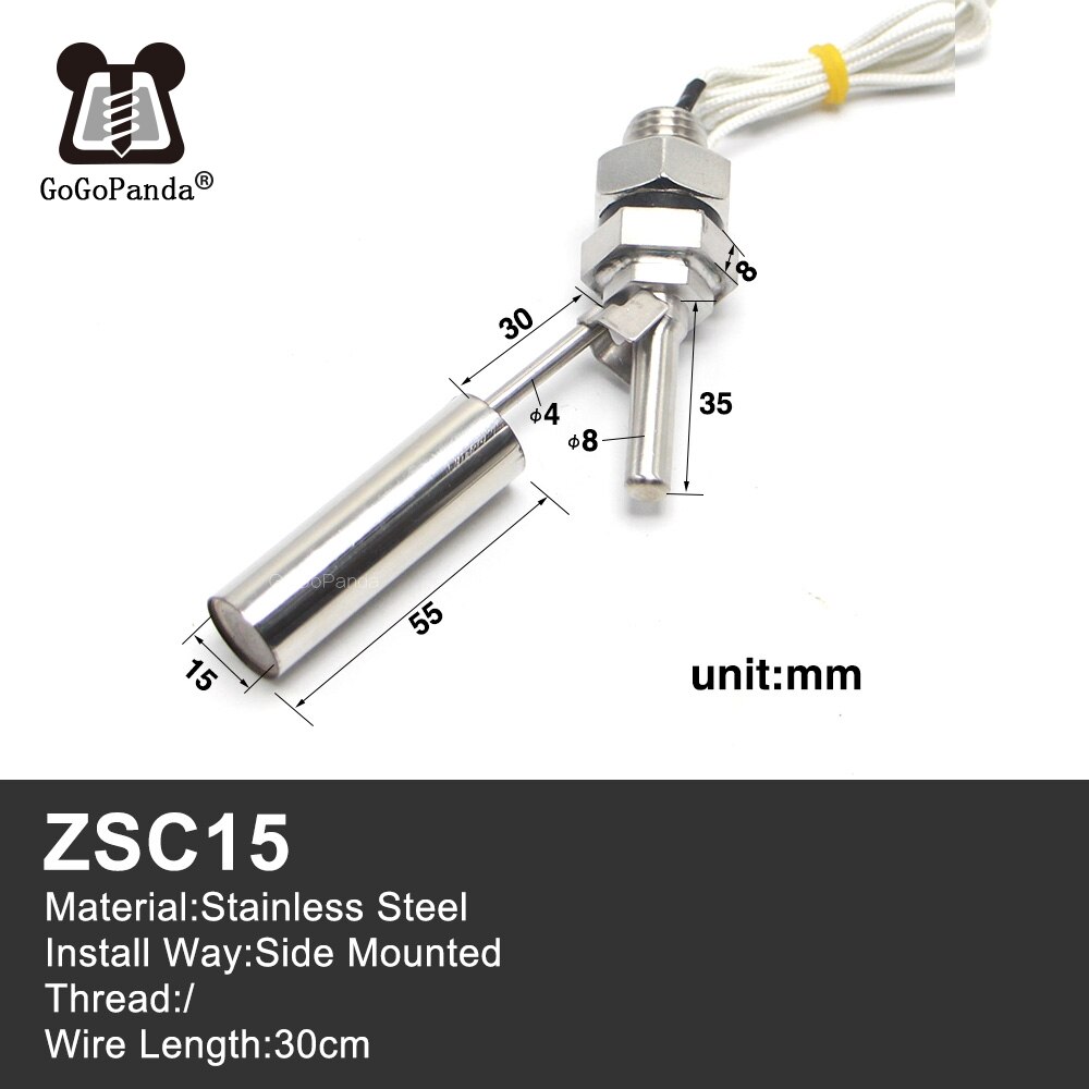 Capteur de niveau d'eau de réservoir latéral, livraison gratuite, interrupteur à flotteur en acier inoxydable liquide zsc 12 100v/220v general zsc 11- zsc 19: Zsc 15