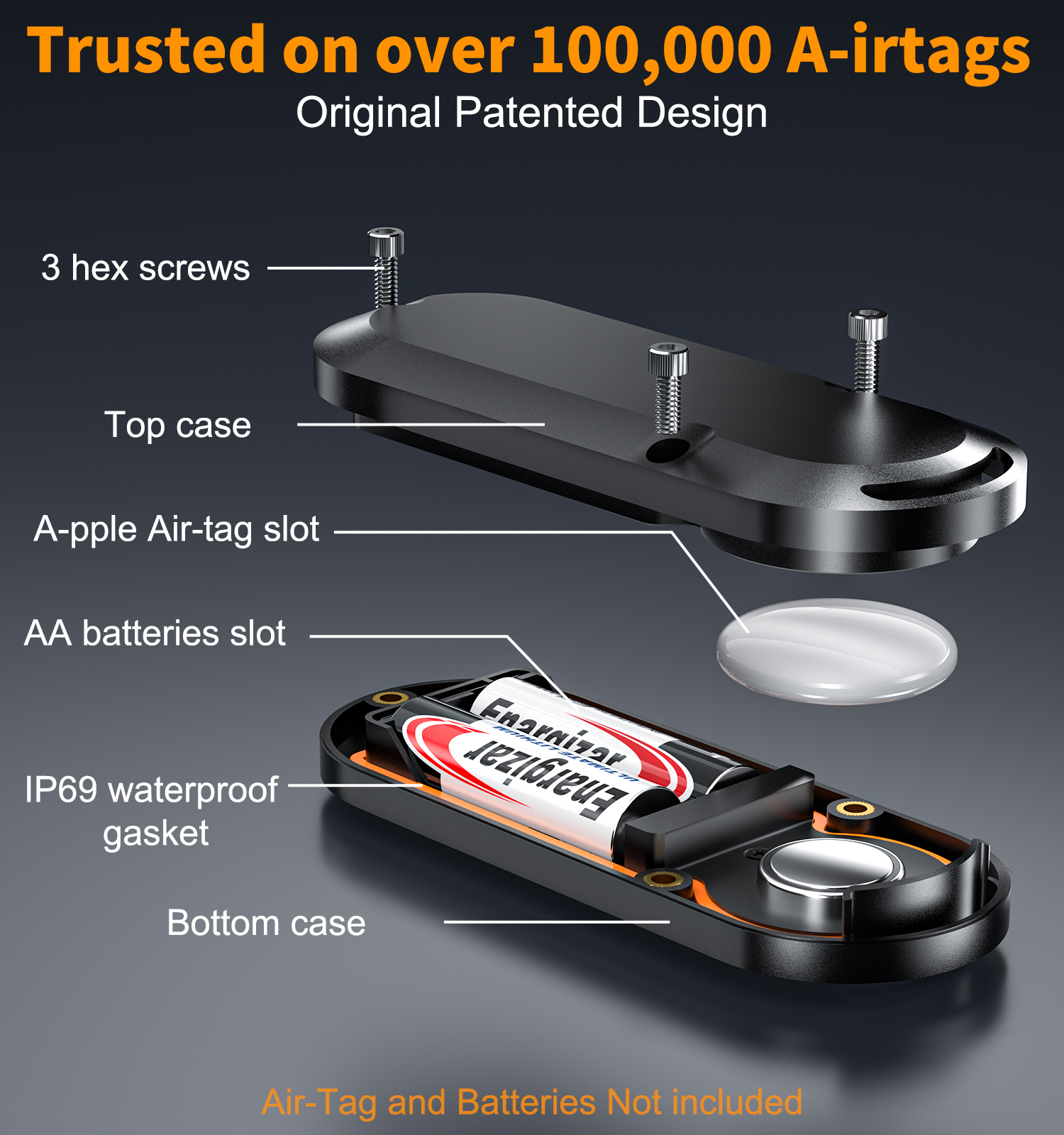 Magnetisk Batterikasse til Airtag - iOS Kompatibel - Plastik