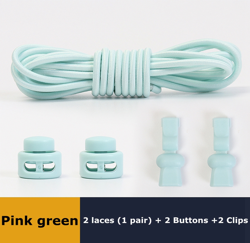 No Tie Shoelaces Round Elastic Shoe Laces Plastic Snap Lock Suitable For All Shoes Adult Children Walking Sports Lazy Lace: light green