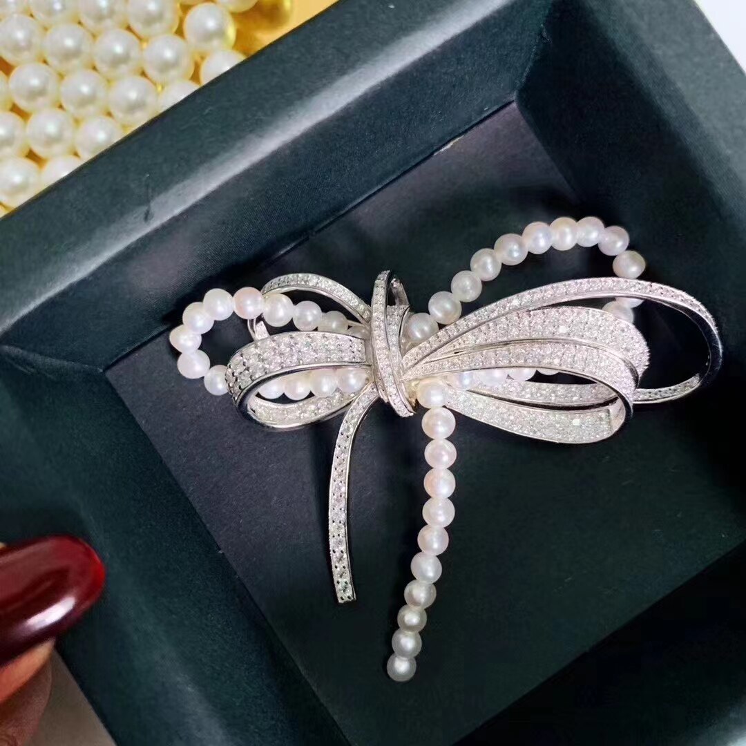 Perlenbrosche, edler schmuck, vergoldet, 3mm natürliche süßwasserperlen, runde goldene perlenbrosche für damen, #39 geburtstagsgeschenk