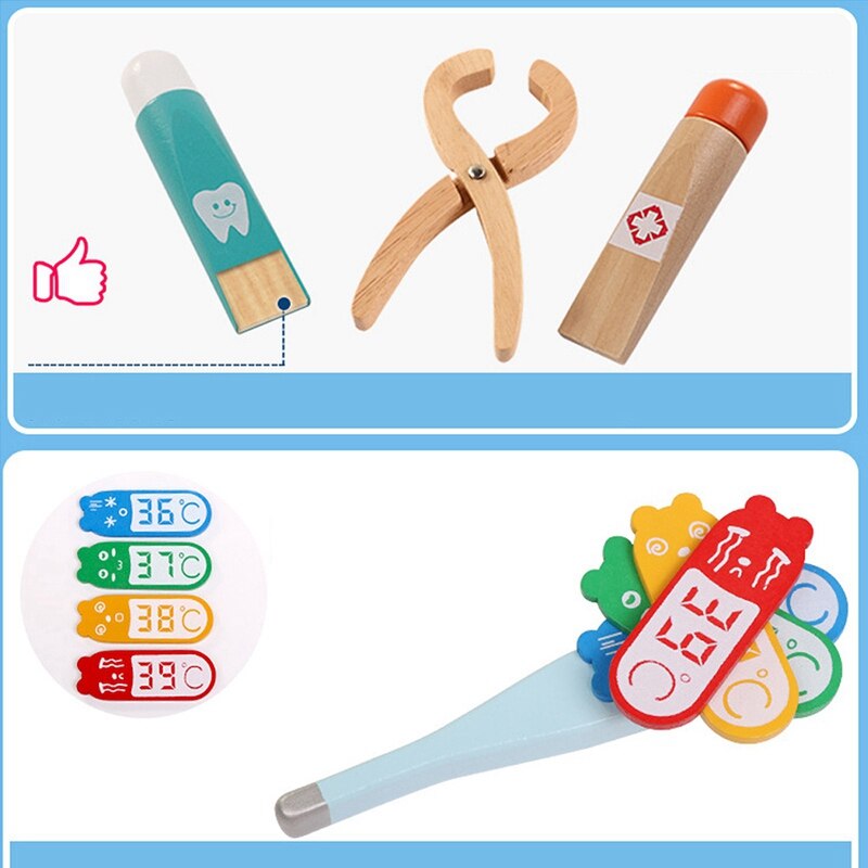 2 Set Kinderen Pretend Play Speelgoed: 1 Set Simulatie Geneeskunde Borst & 1 Set Kinderen Rollenspel Kostuum Set