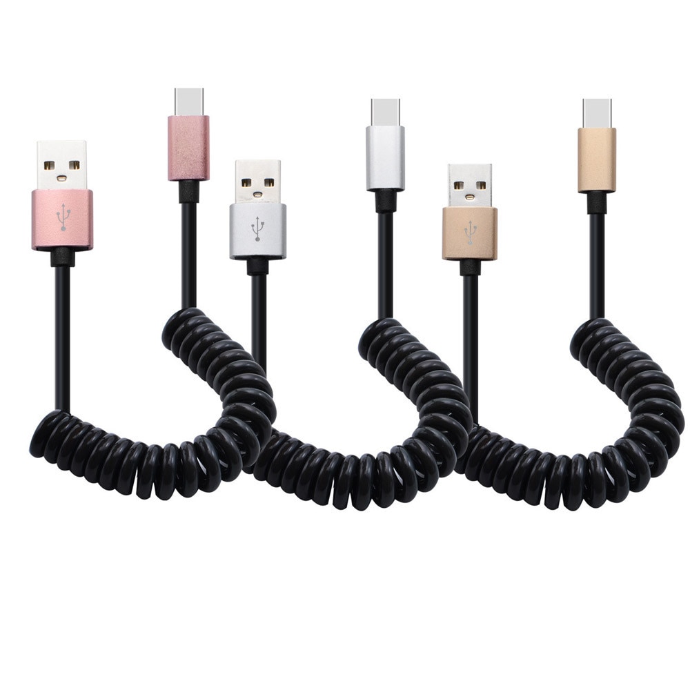 1m tipo c cabo de telefone tipo-c carregador mola espiral enrolado cabo sincronização de dados para o telefone móvel universal inteligente cabos # yl5