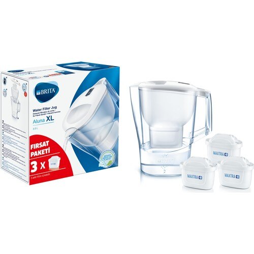 BRITA Aluna XL-Jarra purificadora de agua con 3 filtros, color blanco