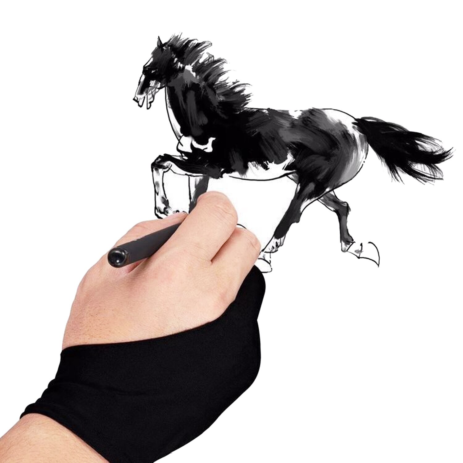 Gants de dessin à 2 doigts pour artiste , Anti-salissure pour tablette graphique, stylo de dessin, taille M, 4 pièces