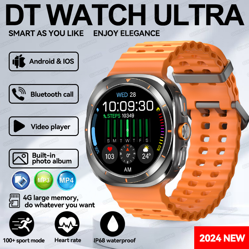 Moda Nuovo DT Orologio 7 Ultra Smart Orologio da uomo NFC GPS Riproduzione video 3D Chiamata Bluetooth Sport Auricolari TWS impermeabili Modalità Orologio: nero