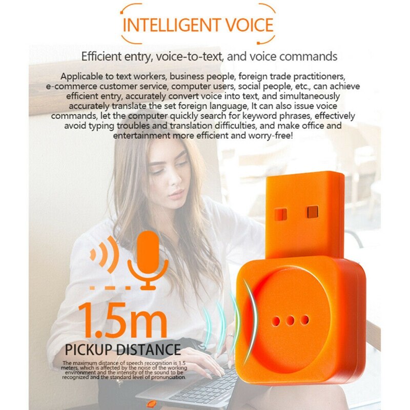 AI Smart Voice Microphone with Voice Control Input Translation Search USB Mini Mic