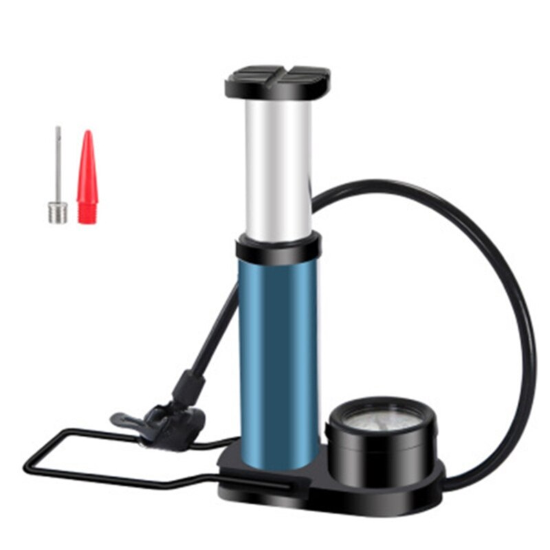 Bike Ergonomic Pump With Gauge &amp; Smart Valve Head Bike Tire Pump Glue Less Puncture Kit For Mountain Bike: Blue