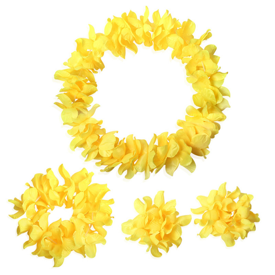4 stk/sett sommer hawaii blomsterkjede hawaii blomst pannebånd armbånd leis hawaii kranser strandfest dekorasjon: Stil 3 no5