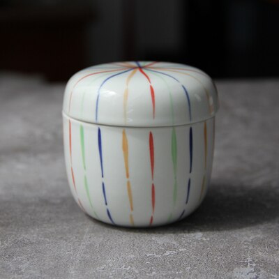 Japanese-style ceramic tableware Japanese-style steamed egg cup hand-painted blue colorful steaming bowl water-in-water: 5