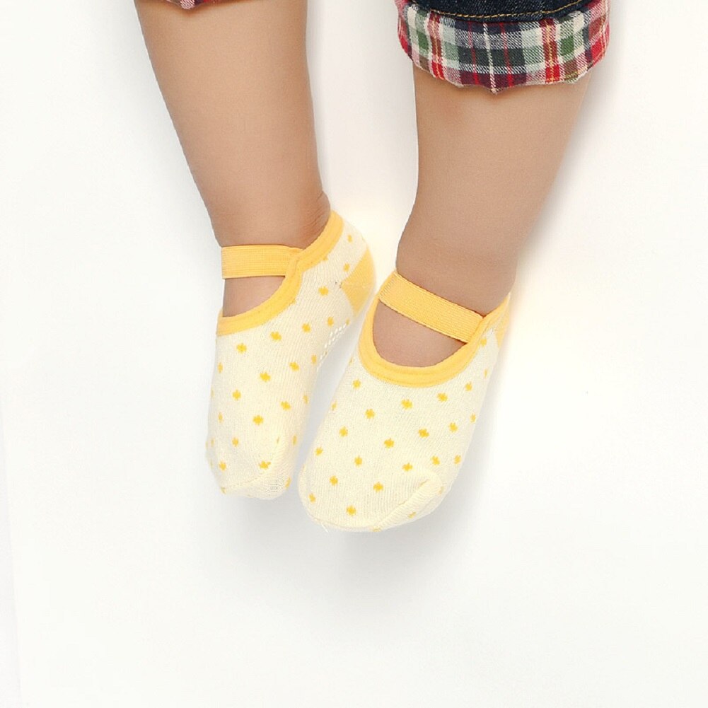 Chaussettes antidérapantes en coton pour petite fille | Chaussons pour nourrissons et -né, chaussures bottes: Yellow