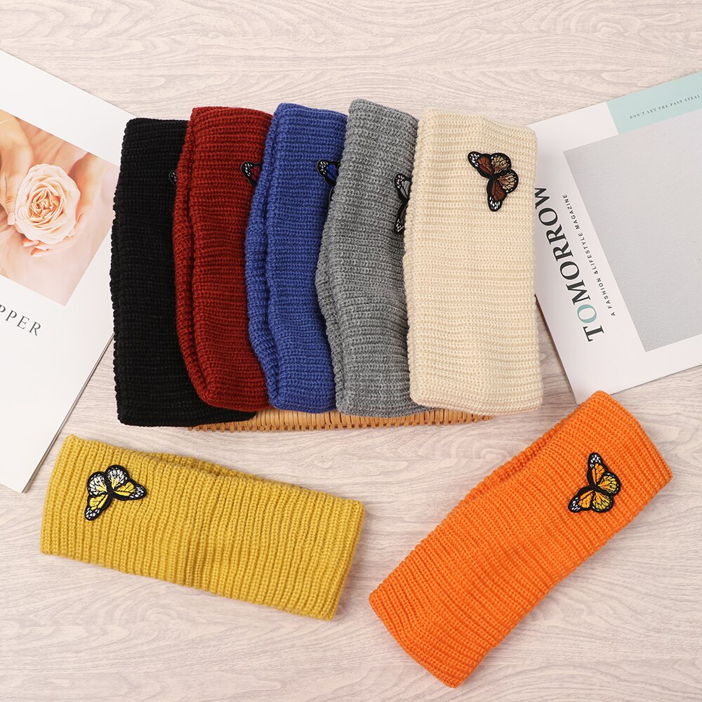 Stickad Pannband Fjädermoln Broderi - Bred Elastisk Varm - Dam Håraccessoar