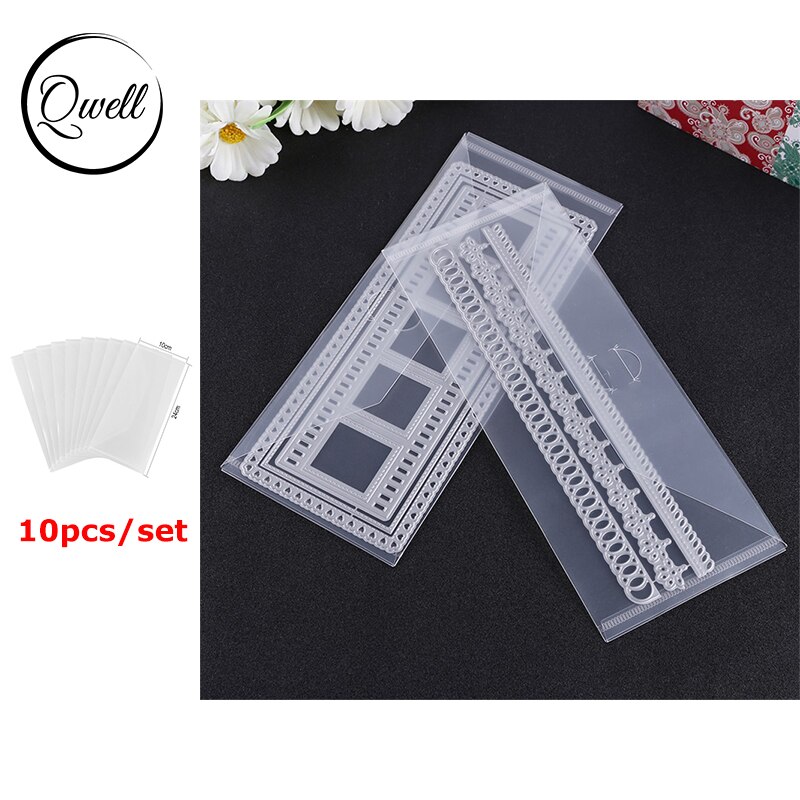 QWELL 10pcs/set Die & Stamp Storage Bag Folder Pocket For Slimline Cutting Dies Foil Plates Organizer Transparent Plastic