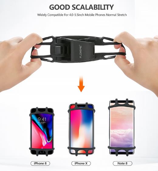 Universal Shockproof Elastic Silicone Mount Phone Holder Stand Riding Cycling Moto Bicycle MTB Bike Phone GPS Support Bracket