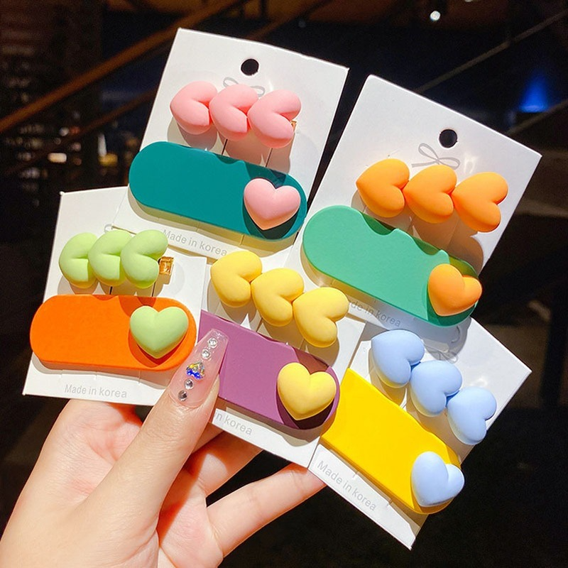2 Stks/set Candy Kleur Baby Meisjes Haarspelden Leuke Hart Bb Clip Mode Kawaii Kids Prinses Haaraccessoires Kind Hoofdband: random color