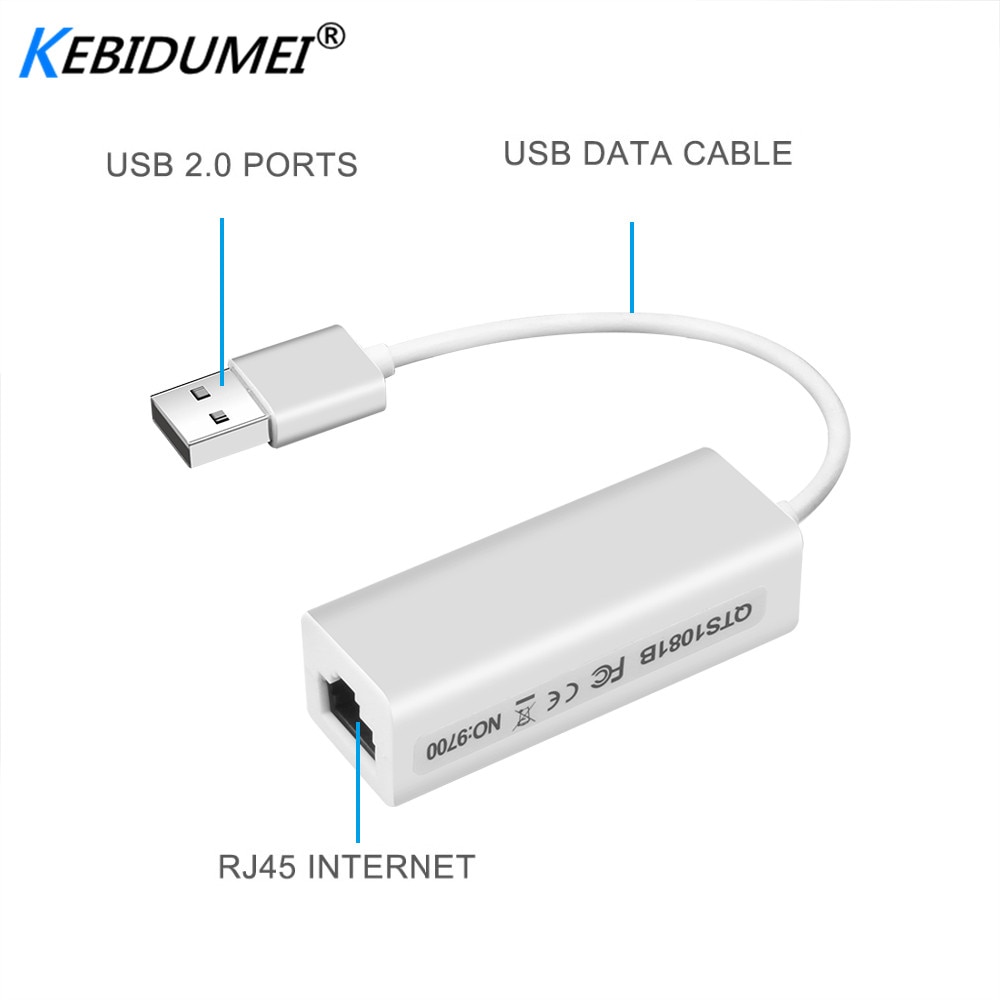 Kebidumei haute vitesse 10/100 Mbps USB vers RJ45 LAN adaptateur USB 2.0 Ethernet réseau LAN adaptateur carte adaptateur pour Windows 7 ordinateur portable
