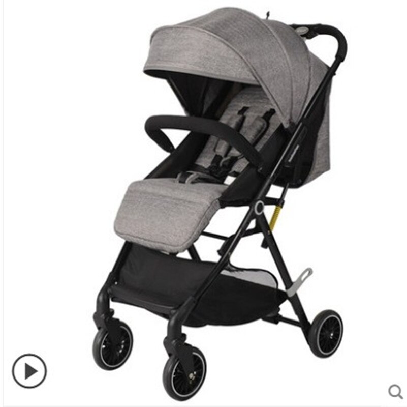 Baby stroller can sit reclining shock absorber child stroller light portable high landscape folding stroller: Dark Grey