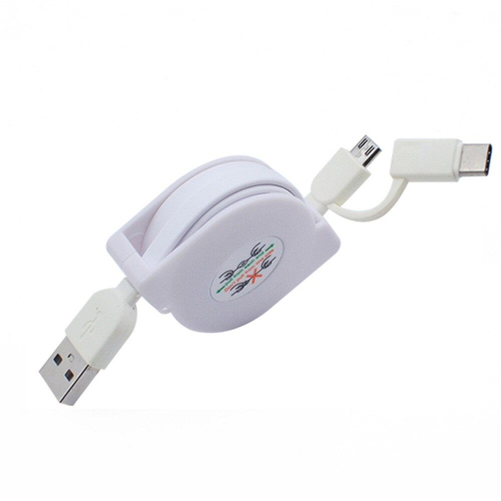 1m 2 in 1 usb-oplaadkabel voor iphone & micro usb & usb c-kabel intrekbare draagbare oplaadkabel voor iphone  x 8 samsung: Hoe