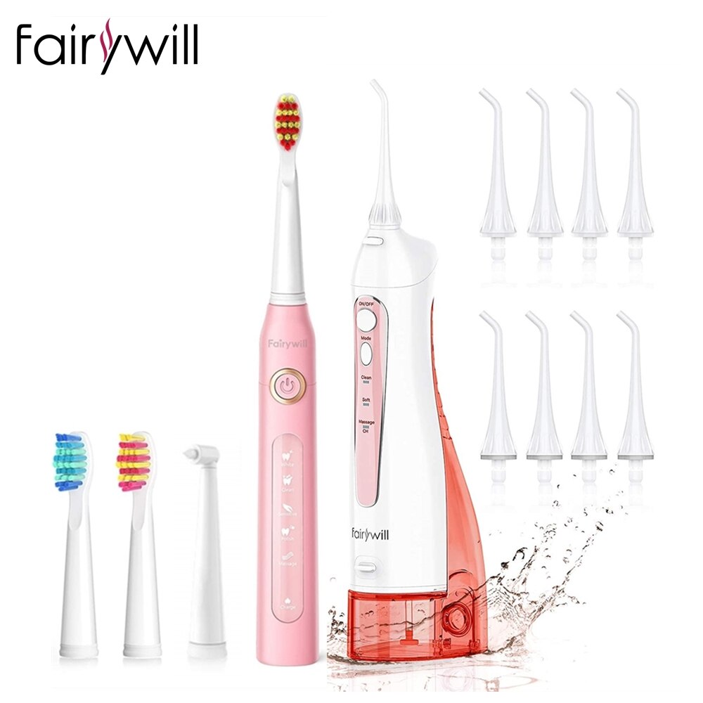 Fairywill Teeth Cleaner 300ML Rechargeable Water Flossers Portable Dental 3 Modes Water Tank Waterproof Oral Irrigator for Teeth: Orange
