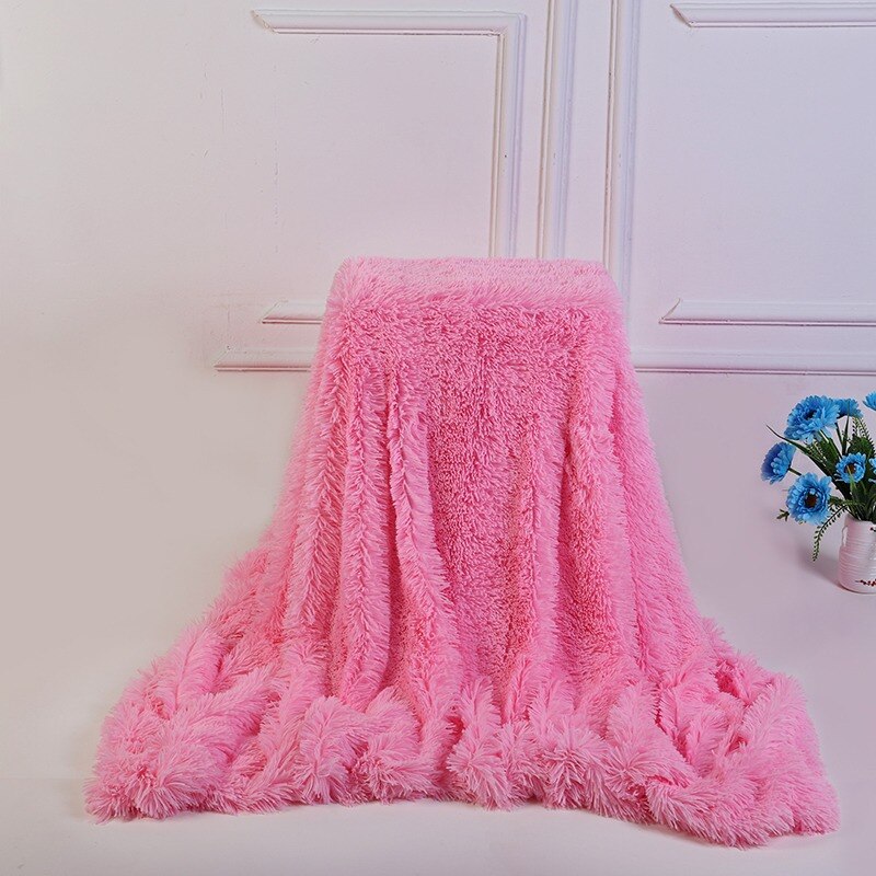 Couverture en fourrure douce couverture longue Shaggy floue fausse fourrure couverture canapé lit canapé couvertures confortable avec Sherpa moelleux