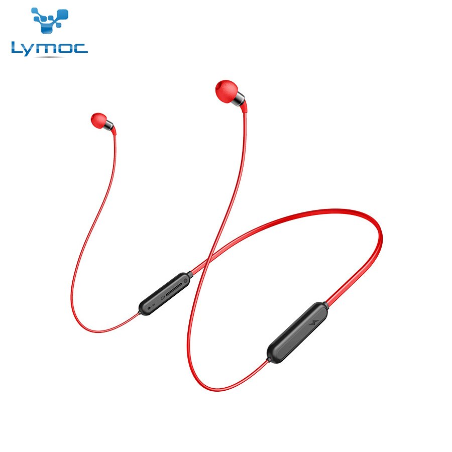 Lymoc A3 Bluetooth 5.0 Headphones - 25H Talk Time - Neckband Sport Earbuds - CVC 6.0 Noise Cancelling - Hifi Stereo HD Mic: Red