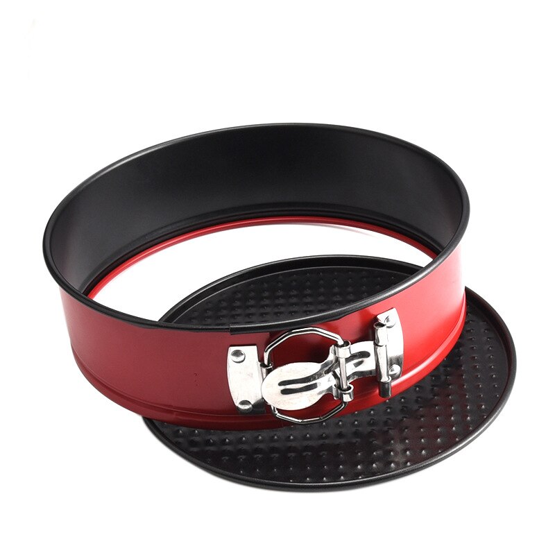 Red Nonstick Spring Form Removable Base Bottom Baking Pan Mold Cake Tin Set Stainless Steel Metal Cheesecake Bake Tray for Oven