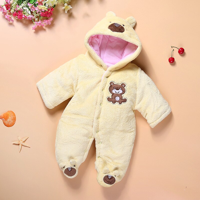 Fall Winter Spring Coral Fleece Baby Velvet Bunny Puppy Newborn Infant Toddler Hood Footies Climbing Jumpsuit Girls Boys Clothes