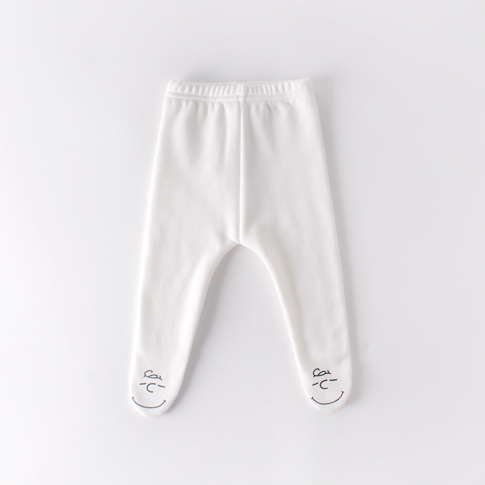 WLG baby pantyhose toddler white brown cartoon printed tights boys girls cute all match stockings baby clothes 6-18 months: White / 6M