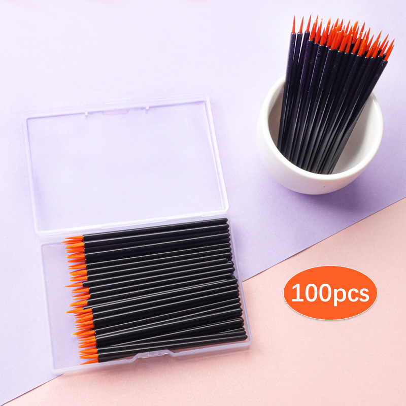 100 Stks/doos Wegwerp Eyeliner Borstels Professionele Wenkbrauw Lip Brush Oogschaduw Tool Lip Eyeliner Borstels Makeup Tools