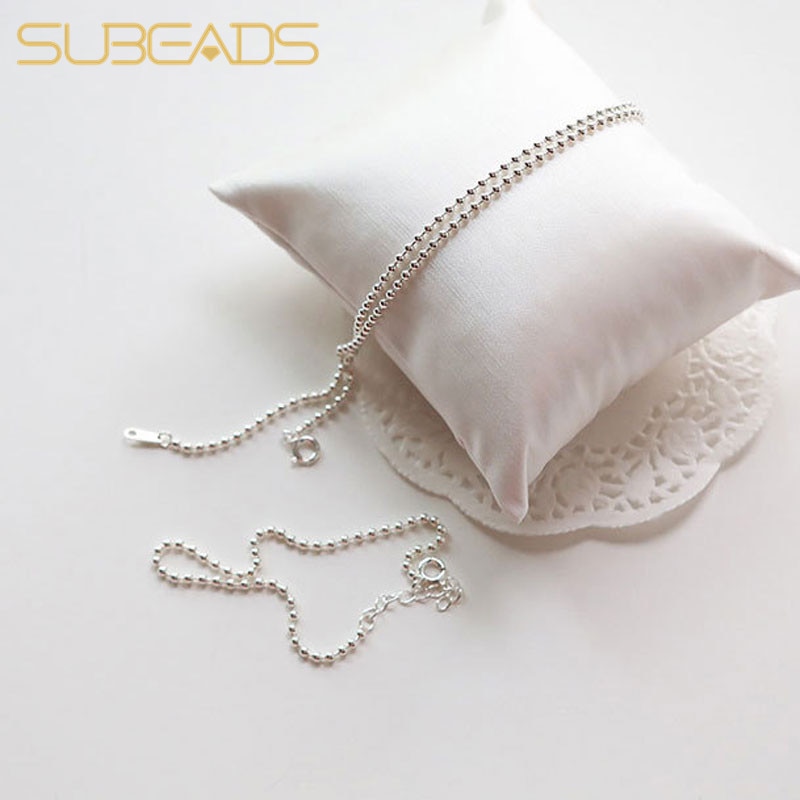 Subeads 925 Sterling Silber Runde Perlen Kette Fußkettchen Für Frauen Mädchen Einfache Bein Weiblichen Fuß Kette Fußkettchen Schmuck