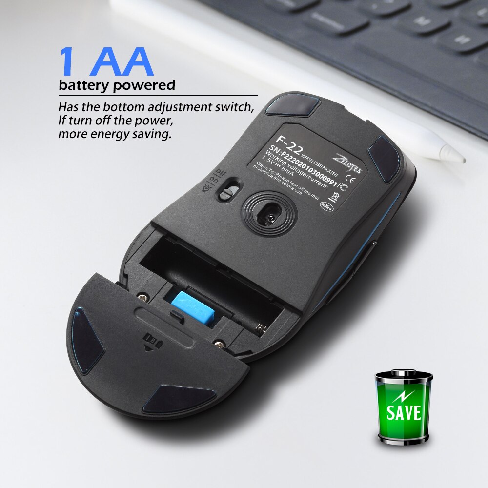 2.4G bezprzewodowa mysz mysz do gier 6 przycisk wyciszenia 3600DPI ergonomiczne myszy na laptopa Macbook PC pod mysz do gier