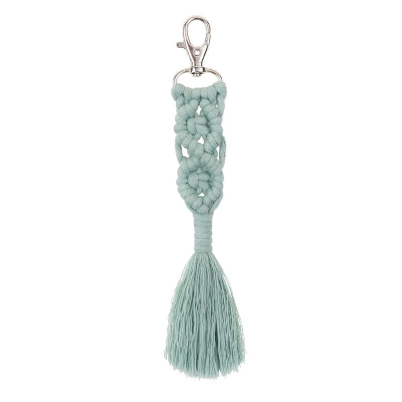 Kvast nøgleringe til kvinder børn boho nøgleholder nøglering macrame taske charme bil hængende smykker legetøj til venner: 21