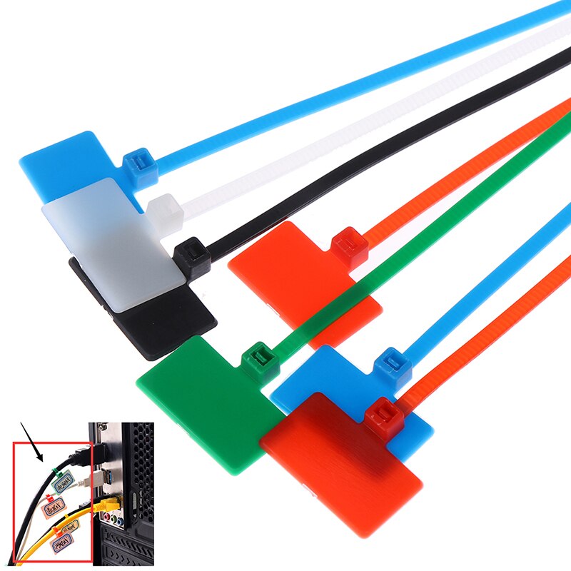 100Pcs Mark 4*150Mm Nylon Kabelbinders Tag Labels Plastic Loop Ties Markers Kabel tag Zelfsluitende Zip Ties
