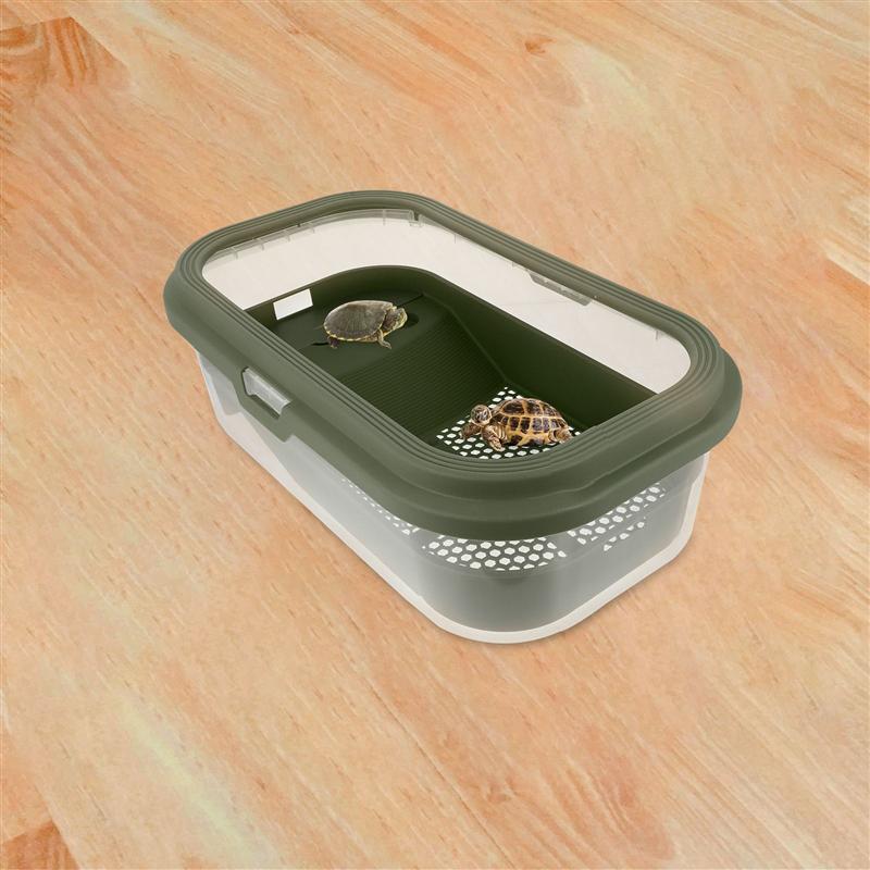 1pc Tortoise Terrarium Plastic Tortoise Tank Large Turtle Tank Home Tank With Terrace For Turtle Reptile Supplies 46x27x14cm